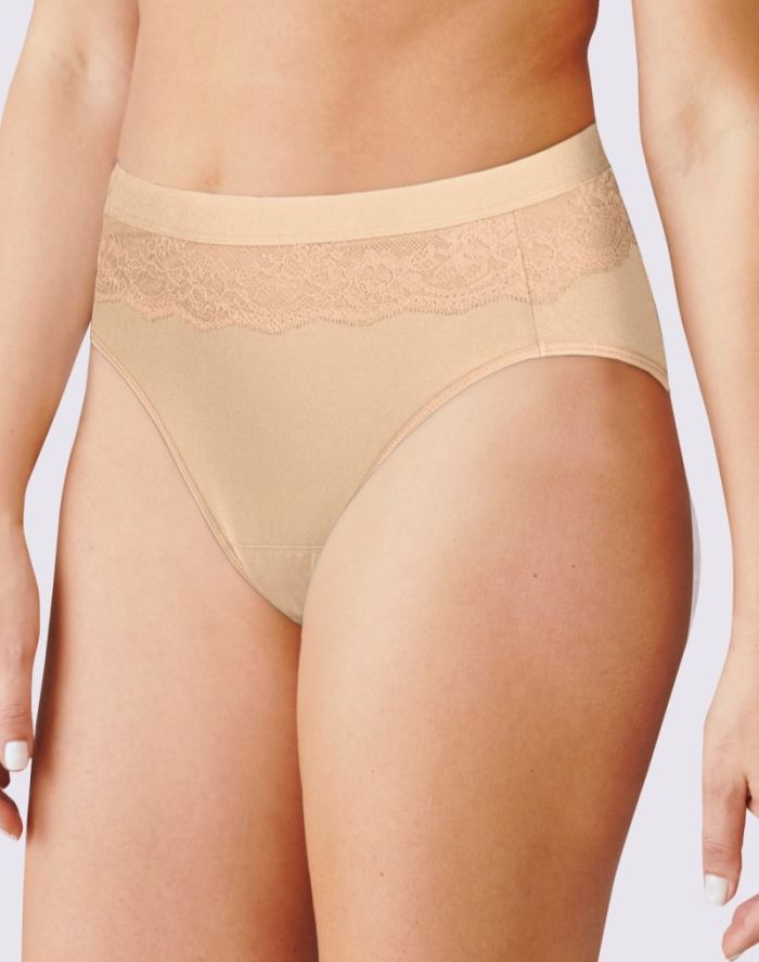 Beautifully Confident Light Leak & Period Protection Hi Cut Panty - Soft Taupe