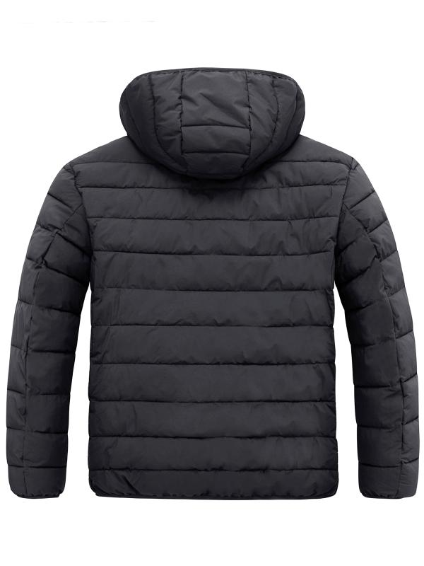 Men's Big and Tall Lightweight Puffer Jacket Plus Size Quilted Warm Winter Coat with Hood Recycled Fabric - Navy