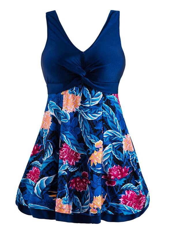 Modest Swimwear for Women and Slimming Peacock Skirted Swimdress - Sea Flower