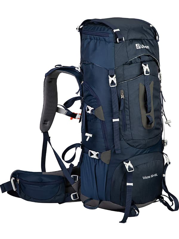 Ubon 60L Hiking Travel Backpack Extra Large with Outdoor Rain Cover - Navy