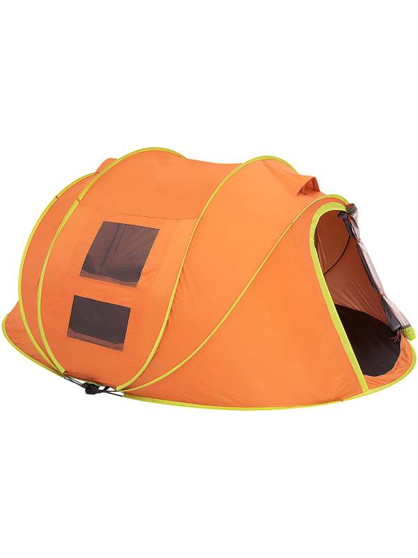 Ubon Instant Tent for 4 Person Waterproof Portable Pop Up Tent - Orange