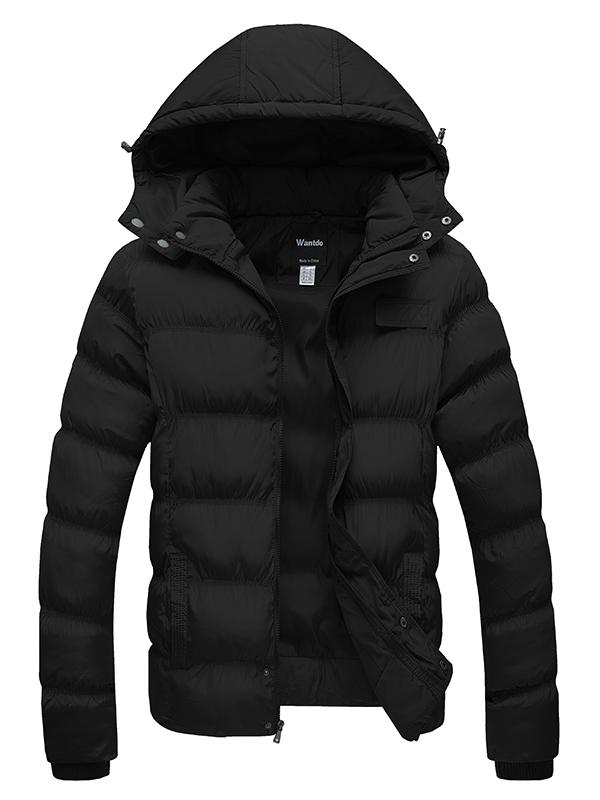 Men's Warm Puffer Jacket Winter Coat with Removable Hood Valley I - Navy
